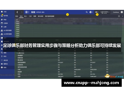 足球俱乐部财务管理实用步骤与策略分析助力俱乐部可持续发展