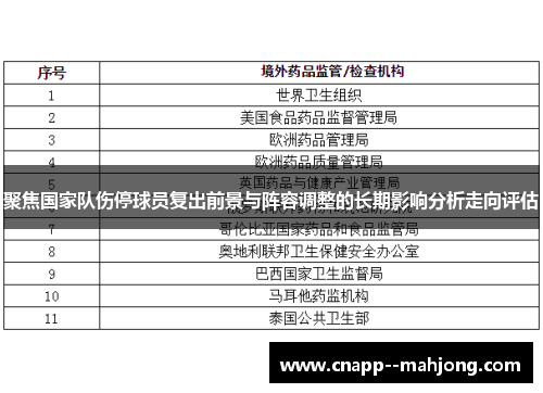 聚焦国家队伤停球员复出前景与阵容调整的长期影响分析走向评估 聚焦国家队伤停球员复出前景与阵容调整的长期影响分析走向评估